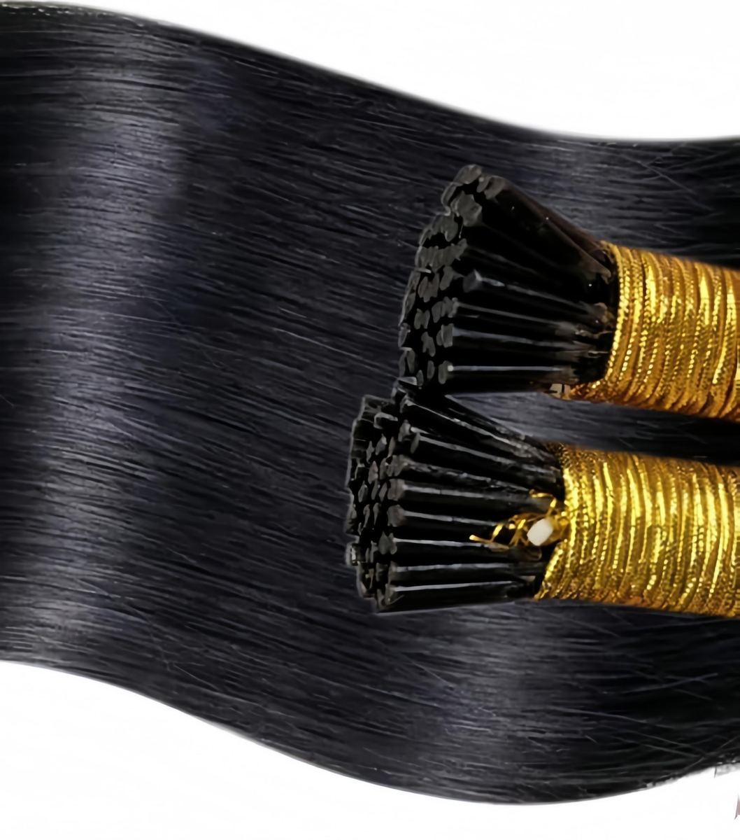 Wholesale Natural Raw Virgin hair I Tip hair extensions High Quality HE-IT-CU-#1-16inch 3